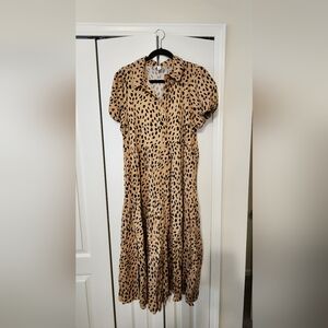 Crown & Ivy Leopard Print Midi Dress